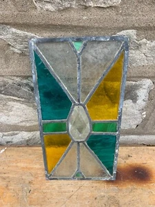 Vintage Leaded Stained Glass Window Pane Panel Transom 11.5X06" - Picture 1 of 5