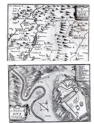 Mapa Plan of Château de Joux & La Cluse-et-Mijoux de Tassin 1645 FREEPOST - Imagen 1 de 3