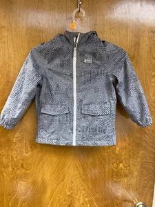 BOYS "REI" dark gray w/blk marking, hooded, zip up jacket. Size XXS 4-5 P.O. - Picture 1 of 2