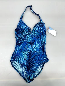 Speedo Women's 1 PC Multi Color Jungle Blue Size 12 Summer Bathing Swim Suit - Picture 1 of 3