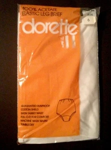 Panty Acetate Dorette Brief Size 6 NIP Cotton Mushroom Gusset White Satin Tab - Picture 1 of 7