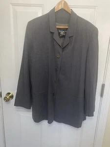 Burberry’s Gray Virgin Wool Blazer Coat Size 16 Vintage Oversized *damaged* - Picture 1 of 14