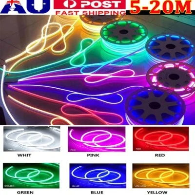 5M 10M LED Neon Strip Light 12V Flexible Rope Tube Waterproof Bar Deco Adv Sign - image 1 of 4