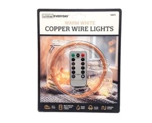 NEW Copper Wire Lights Warm White 20.2 Ft 60 LED 8 Modes Home Yard School Office - Picture 1 of 6