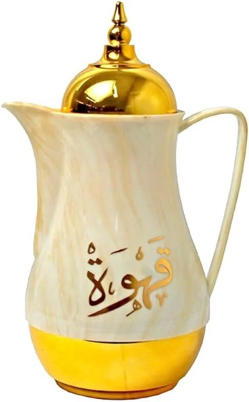 Frasco aislado al vacío de 1 L con revestimiento de vidrio para agua caliente fría té café, dorado Foto 1 de 1