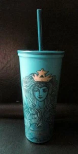 2019 Starbucks ANNIVERSARY Siren BLUE STAINLESS TUMBLER 16 oz PHILIPPINES STRAW - Picture 1 of 10