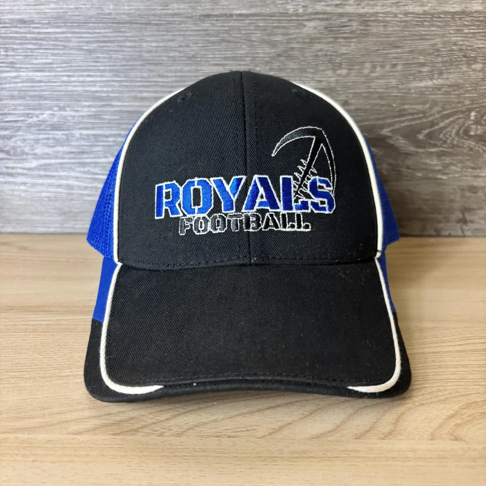 Gorra de fútbol americano Rogers Royals con correa trasera azul negro fútbol para hombre Foto 1 de 4