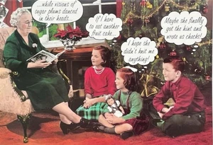 "Maybe she finally got hint & wrote checks!" FUNNY CHRISTMAS CARD Vintage Style - Picture 1 of 3
