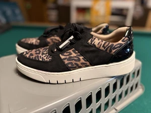 Naturalizer Women’s Hadley Lace Up Sneakers Shiny Black Leopard Print Size 8M - Picture 1 of 13