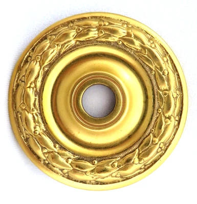 Vntage 18k Plated Solid Brass Door Knob Escutcheon Backplate Hardware Never Used - Image 1 of 3