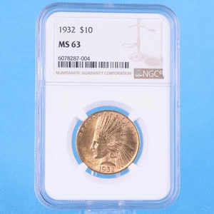 USA 10 $ 1932 Indian Head Eagle 16,7 Gramm- 900 Gold * NGC MS 63 - Imagen 1 de 2