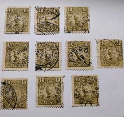 SUECIA #88 10x. Estampillas postales usadas 40ore verde oliva S-116 Foto 1 de 3