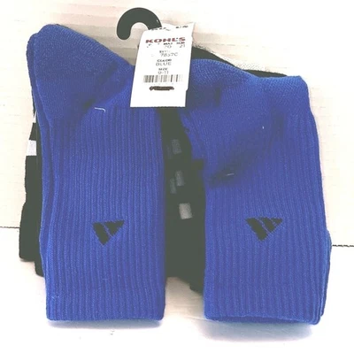5 PAIRS Boys ADIDAS CLIMACOOL Cushioned CREW Socks LG Shoe Sz 9-11 Blue Grey NWT - Image 1 of 4