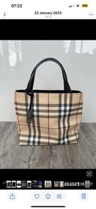 Vintage Burberry Women’s Beige Check Nova Tote Medium Bag VGC - Picture 1 of 4
