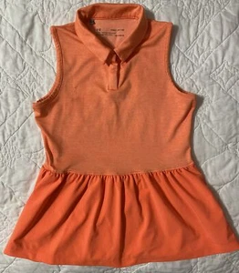 Under Armour Sport Dress Youth Small Collared Button Sleeveless heat gear Orange - Picture 1 of 3