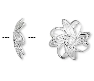Bead Cap, 100 Silver Plated Brass 10x3mm Leaf Bead Caps to Fit 10-12mm Beads - Picture 1 of 3