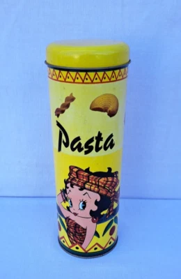 ANCIENNE BOITE A PATES EN METAL BETTY BOOP POUR SPAGHETTI /AUTRES HAUTEUR 26 cm - Photo 1/4