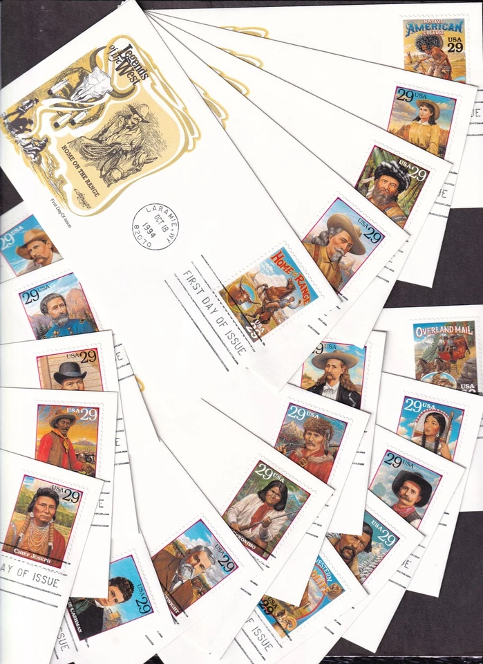 1994 Legends of the West Sc 2869 full set on 20 Artmaster cachets Laramie WY (AL - Image 1 of 4