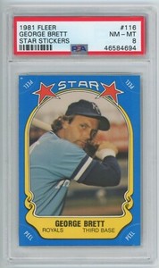 1981 Fleer Star Sticker #116 George Brett Kansas City Royals HOF PSA 8 NM-MT