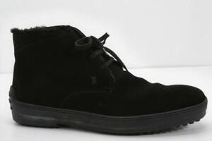 TOD'S Mens Black Suede Shearling Lined GOMMINO Chukka Lace-Up Boots Shoes 8