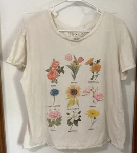 Camiseta FIFTH SUN Mujer Off-White Marfil Floral Gráfico Botánico Talla Grande - Imagen 1 de 3