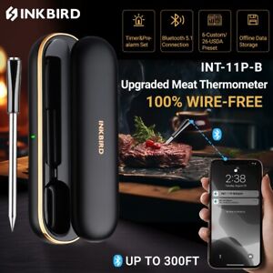 INKBIRD Wireless BBQ Thermometer Bluetooth Food Probe Meat Grilling INT-11P-B