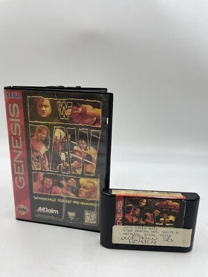 WWF Raw (Sega Genesis, 1994) W/ Case No Manual Tested Working Authentic - Image 1 of 4
