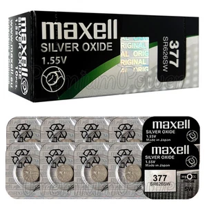 10 x Maxell 377 Silver Oxide batteries 1.55V SR66 SR626SW 376 Watches 0% Mercury