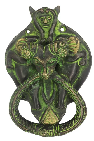 Elephant with Sheep Engraved Door Knocker Antique Style Handmade Brass Door Bell Cover