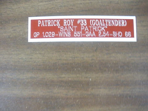 PATRICK ROY (CANADIENS)  NAMEPLATE FOR SIGNED PUCK DISPLAY/JERSEY CASE Cover