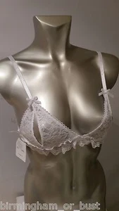 New Ann Summers Fifi Sissy White Lace Peep Hole Non Padded Bra Small 8 - 10 - Picture 1 of 8