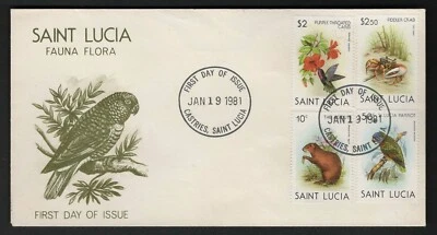St Lucia 1981 Sc#538-541 - Fauna Flora First Day Cover Excellent - Image 1 of 2