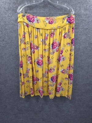 ModCloth Skirt Womens 16 Mid Rise Western Floral Yellow Knee Length Cowgirl - Image 1 of 4