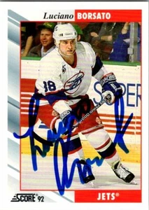 Luciano Borsato Winnipeg Jets Hand Signed 1992-93 Score Hockey Card #256 NM - Picture 1 of 3