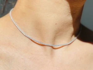 "Collana Choker Tennis Choker Eternity Diamante Taglio Rotondo 12Ct Placcata Oro Bianco 18K 16" - Foto 1 di 8