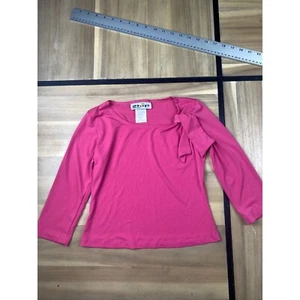 2Hip by Wrapper Girls Mediumm10/12 Pink Long Sleeve Top BowAccent Y2K StretchTee - Picture 1 of 6