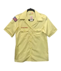 Boy Scouts of America Shirt Womens Medium Yellow Official Blouse Button Up NEW - Picture 1 of 5