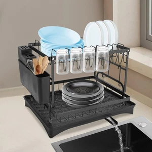 2-Etagen Modern Abtropfschale Abtropfgestell Geschirr Geschirrabtropfgestell - Bild 1 von 12