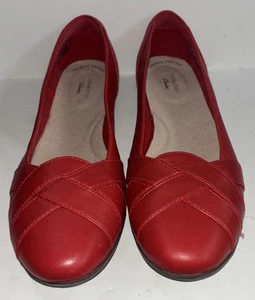 Damen-Ballerinas Größe 11 Clarks Gracelin Mia geflochtenes Leder flach cognacrot Slipper - Bild 1 von 7
