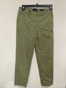 Pantalones chinos Piombo para mujer verde oliva pierna recta elásticos preppy clásicos talla 10 - Imagen 1 de 9