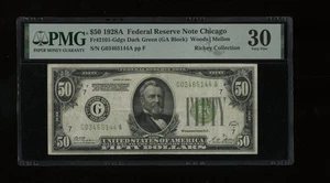DBR 1928-A $50 DGS FRN Chicago Fr. 2101-Gdgs PMG 30 Serial G03465144A - Picture 1 of 2