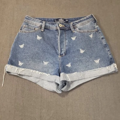 Pantalones Cortos de Jean Hollister para Mujer Talla 28 Curvy High Mom 3" Mariposas Foto 1 de 4