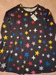 Hanna Andersson Black Long Sleeved Multicolored Star Dress Size 5 (110cm) NWT - Picture 1 of 4