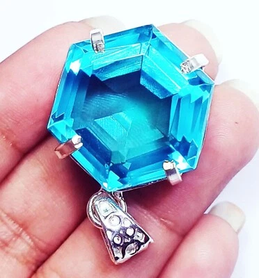 GS Solid Silver Pendent Blue Topaz 79.20 Ct Certified Loose Gemstone - Image 1 of 4