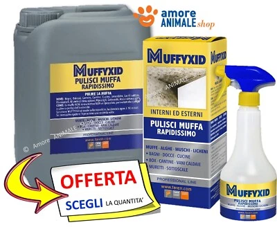 Faren MUFFIXID → 500 ML / 5 Lt - Elimina la Muffa da Pareti Piastrelle Sanitari