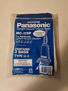 Panasonic Upright Vacuum Cleaner Bags 3 bags MC-115P type U-3 NEW - Picture 1 of 12