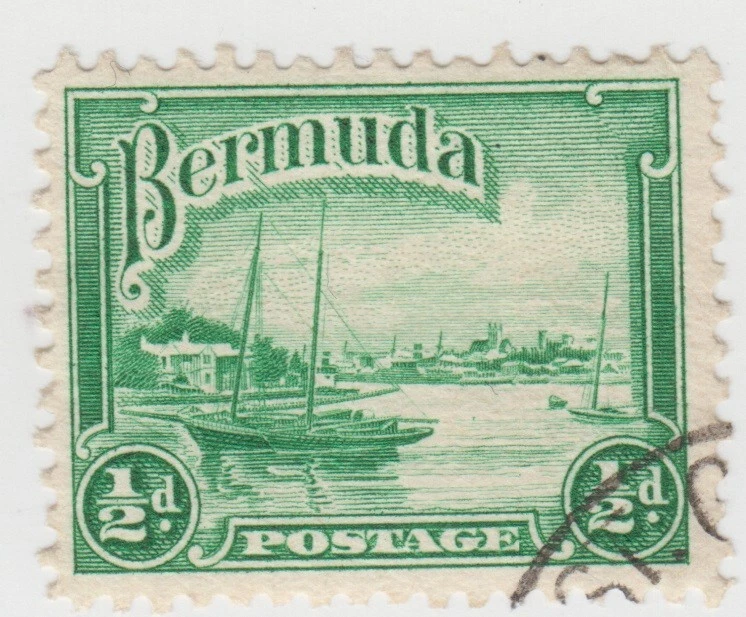 Bermudas 1936. Puerto Hamilton y velero "Canción del viento". Sc# 105. Usado. Foto 1 de 1
