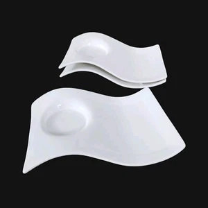 Villeroy & Boch Snack Plate Dish Set of 3 New Wave White Fine China Replacement - Picture 1 of 12