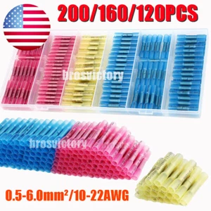 200/160/120PCS Heat Shrink Butt Connector Waterproof Butt Splice Crimp Terminal - Picture 1 of 18