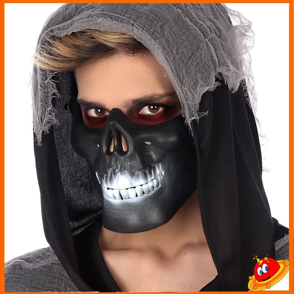 ATOSA Maschera Halloween mezzo viso Teschio Nero